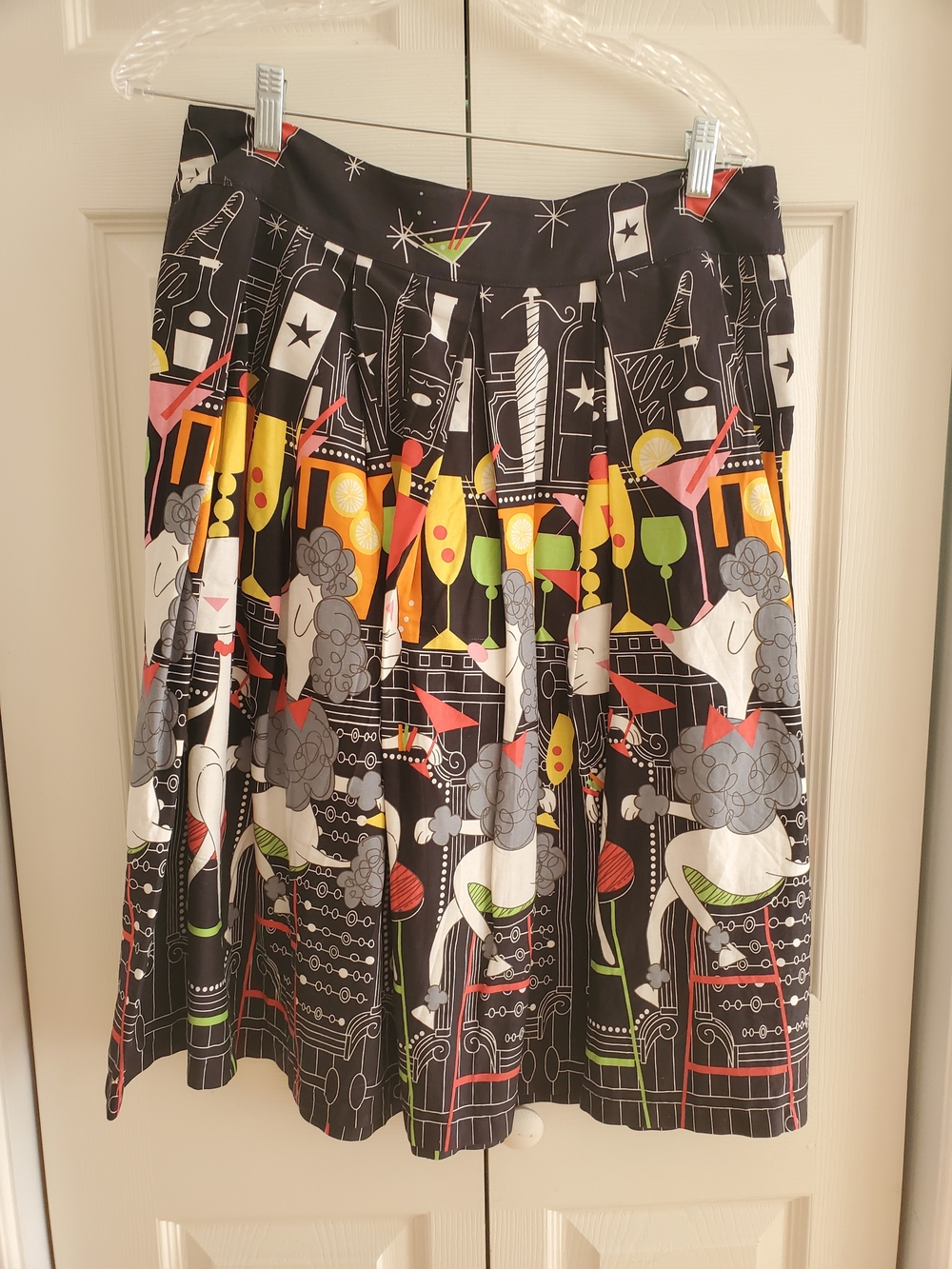 Lindy Bop Black Graphic Cocktail Print Pleated Skirt